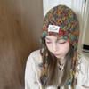 New Mixed Color Tassel Braid Crochet Wool Hat for Women Autumn and Winter Warm and Versatile Ear Protection Knitted Hat