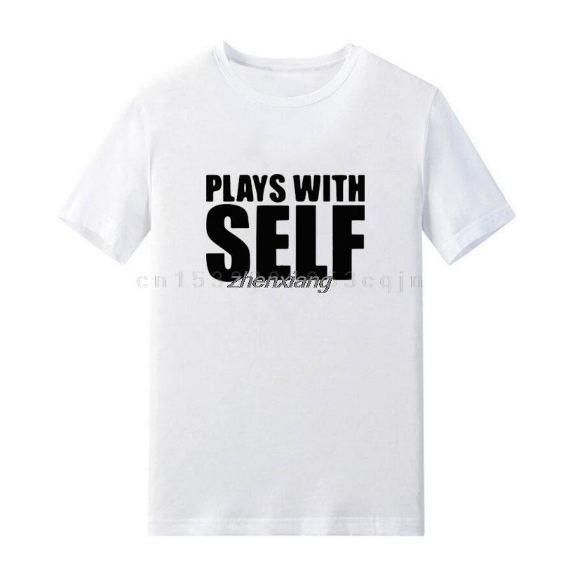 Unisex T Shirt Summer Plays with Self Tshirt Unisex Streetwear Unisex Black White Funny Shirt Letter Printing Casual Unisex Tshirt