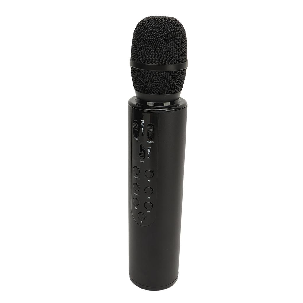 Wireless Capacitor Microphone Dual Speaker Karaoke Portable Microphone Home Bluetooth Singing Microphone Black