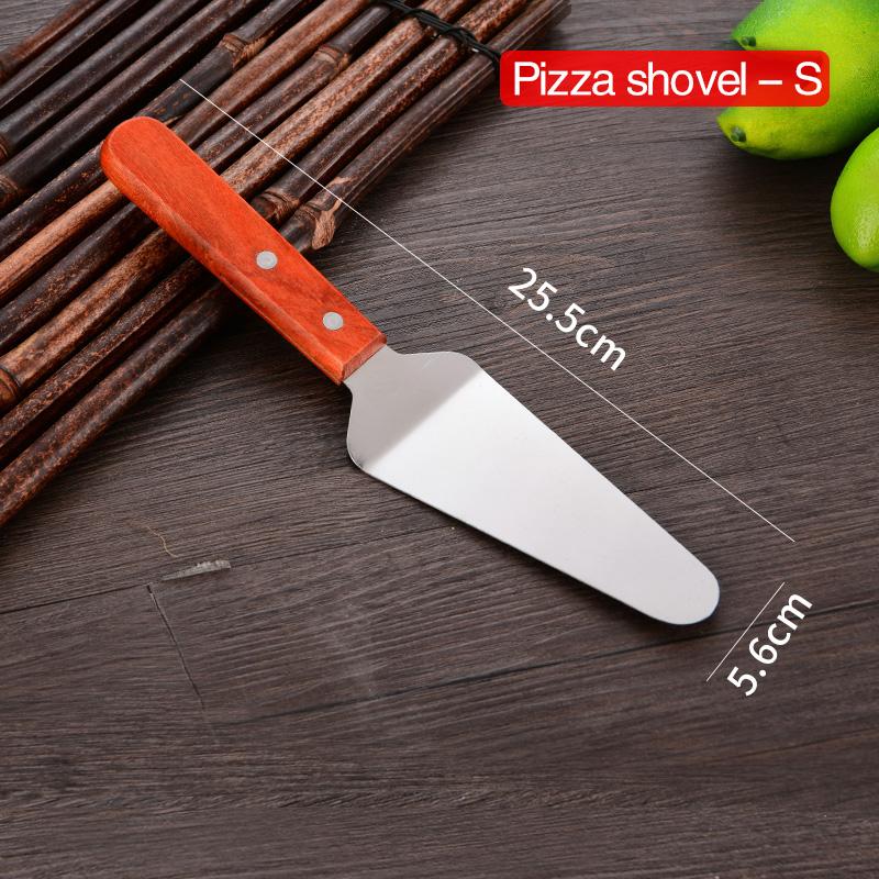 

Лопатка для жарения из нержавеющей стали, лопатка для стейка, пиццы, захватные ножи, лопата для выпечки, торта, инструменты для барбекю, кухонная лопатка с деревянной ручкой Pizza shovel-M
