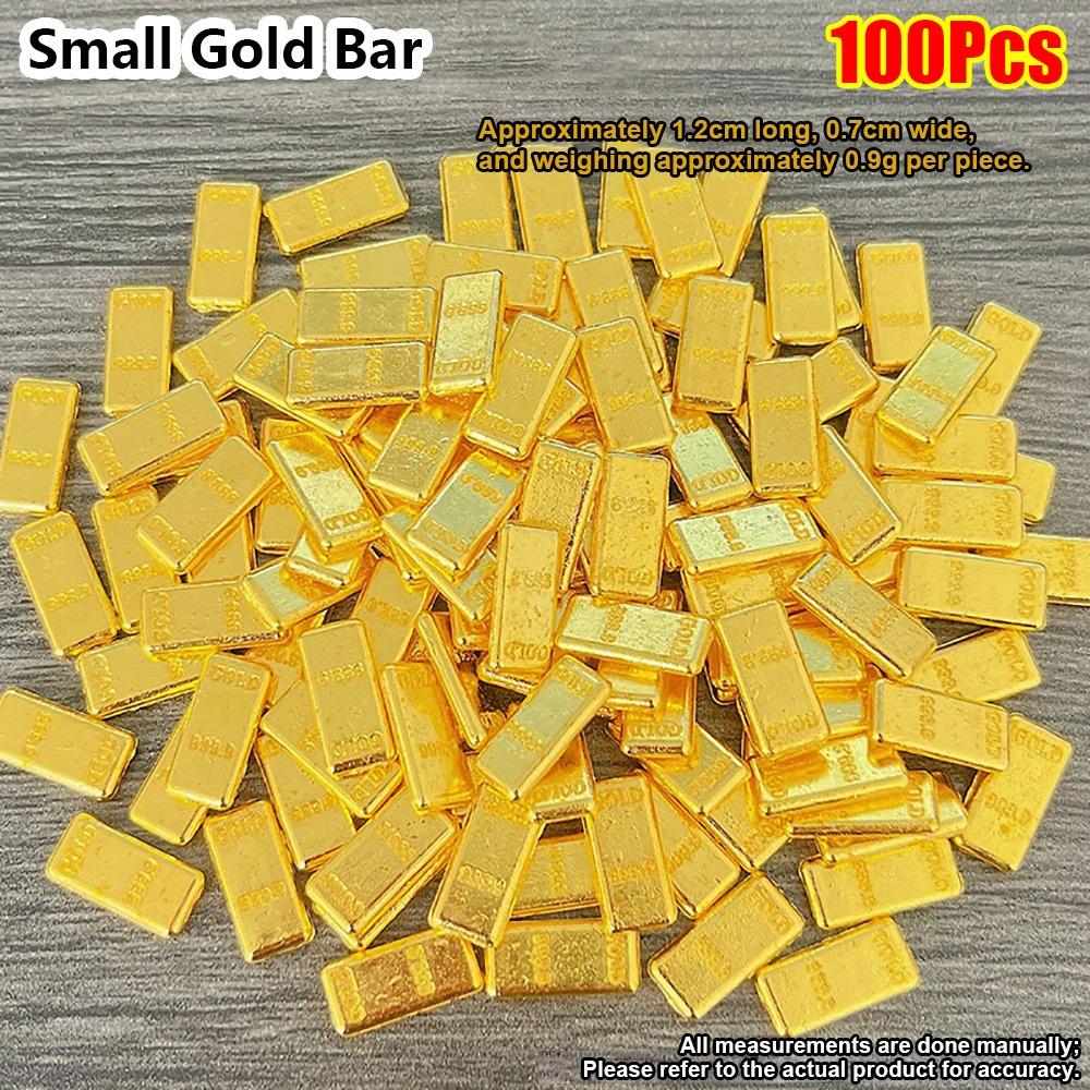50/100Pcs Durable Alloy Small Gold Bar Solid Mini Wealth Attraction Ornament Golden Brick Craft Home Decoration