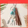 Boho Western Feather Cross Pendant Keychain With Handcrafted Wool For Casual Use