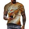 Summer Round Neck 3D Dragon Print Top Fashionable Casual Short Sleeved Men's T-shirts