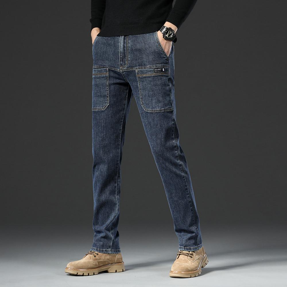 Nuovi Jeans da Uomo in Denim 2024 Skinny a Vita Media con 6 Tasche, Pantaloni a Vita Alta Elasticizzati, Pantaloni Slim Moda Uomo