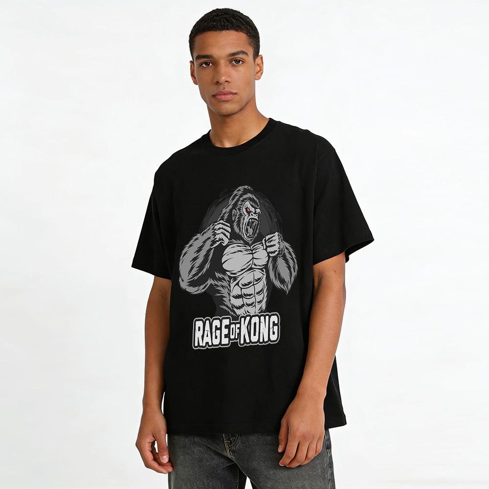 Rage Of Kong Fierce Gorilla Graphic Gym Casual Tee For Men Pure Cotton T-shirt