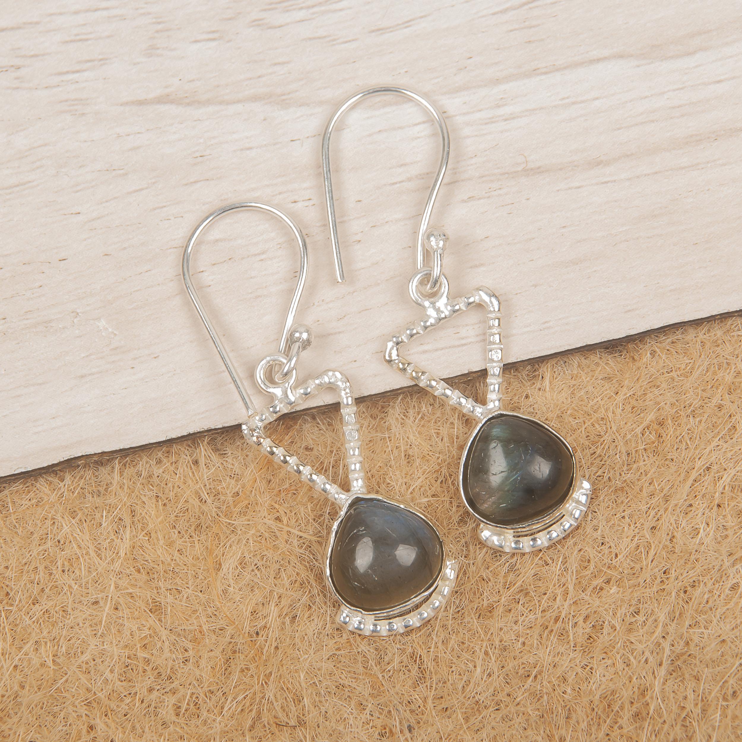 

Labradorite Earrings, Handmade Gemstone 925 Sterling Silver Earrings Antique Jewelry, For Gift Silver Jewelry 1.62 Inches синій