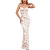 Summer Women's Sexy Slim Fit Suspender Long Floral Dress