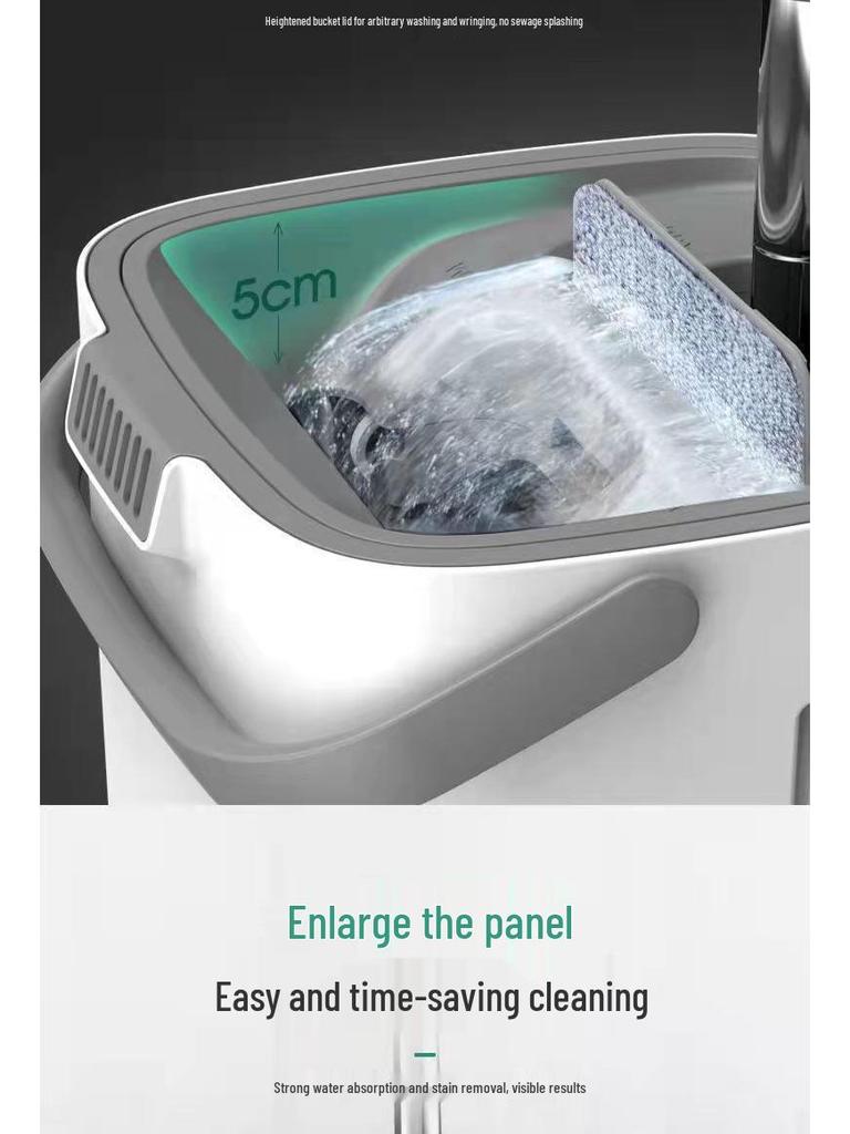 Home Mop Set: One-Step Clean, No-Hand Wash, Thickened Pad, Dual Wet/Dry Use, Includes Bucket for Easy, Lazy Floor Mopping.