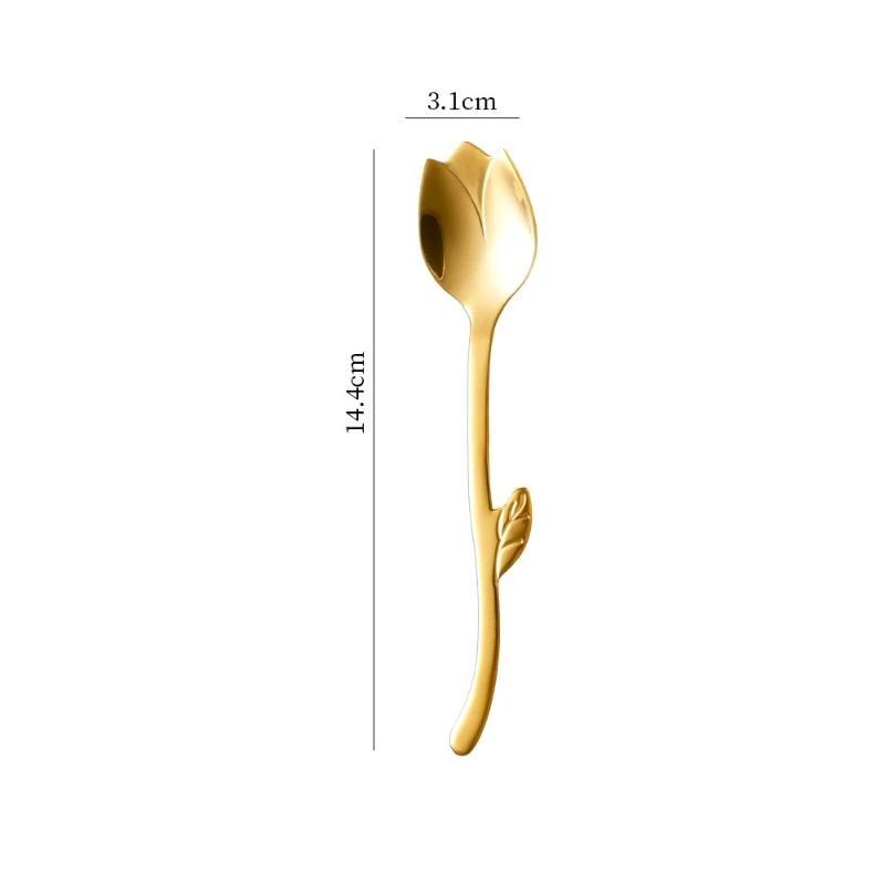 Creative Stainless Steel Leaves Spoon Fruit Fork Coffee Dessert Ice Cream Scoop Kitchen Tableware