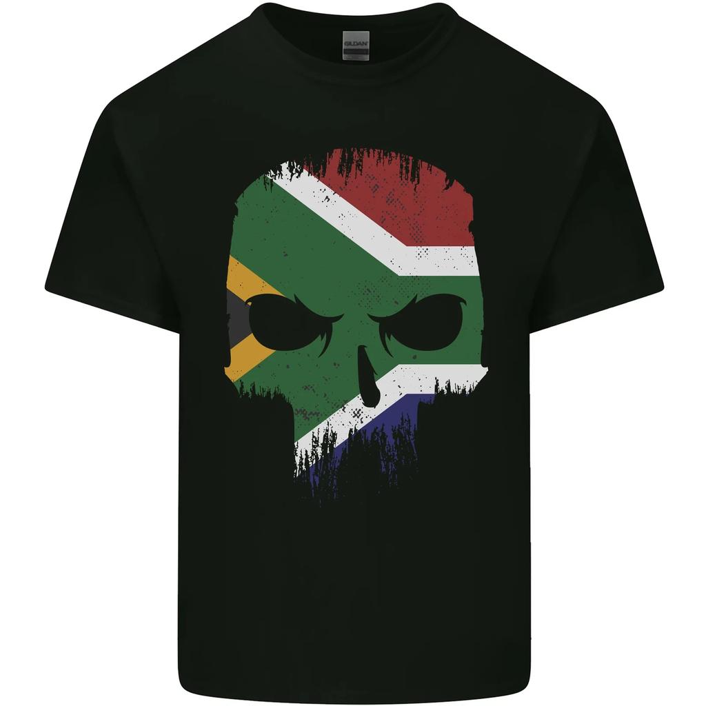 South Africa Skull African Flag Gym Biker Kids T-Shirt Childrens
