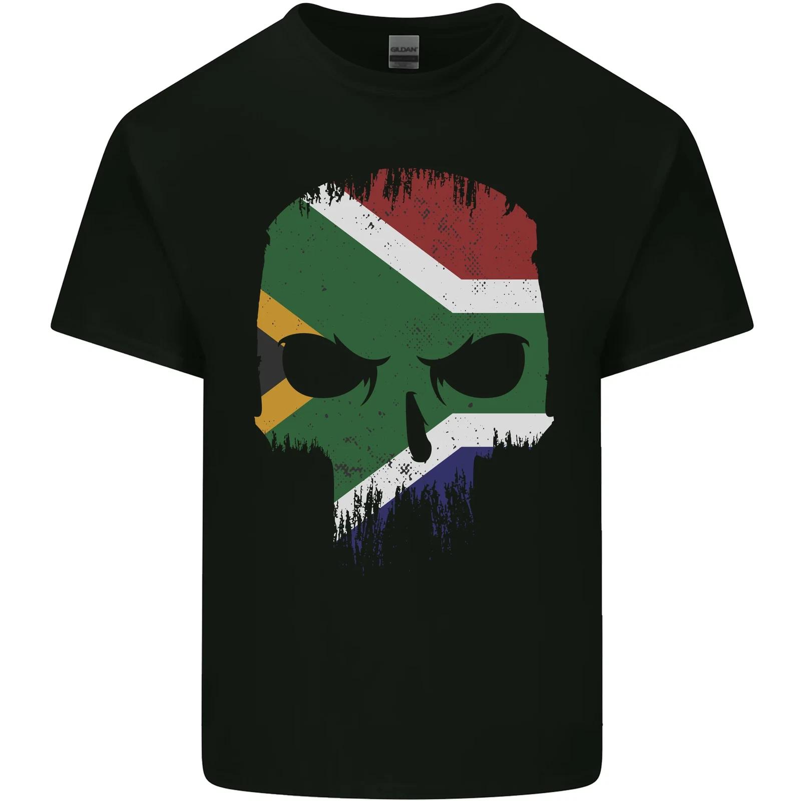 South Africa Skull African Flag Gym Biker Kids T-Shirt Childrens 2XL
