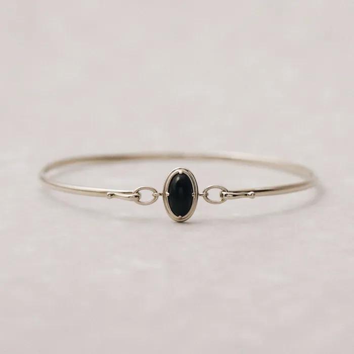 [14K]_double bezel bangle: onyx.