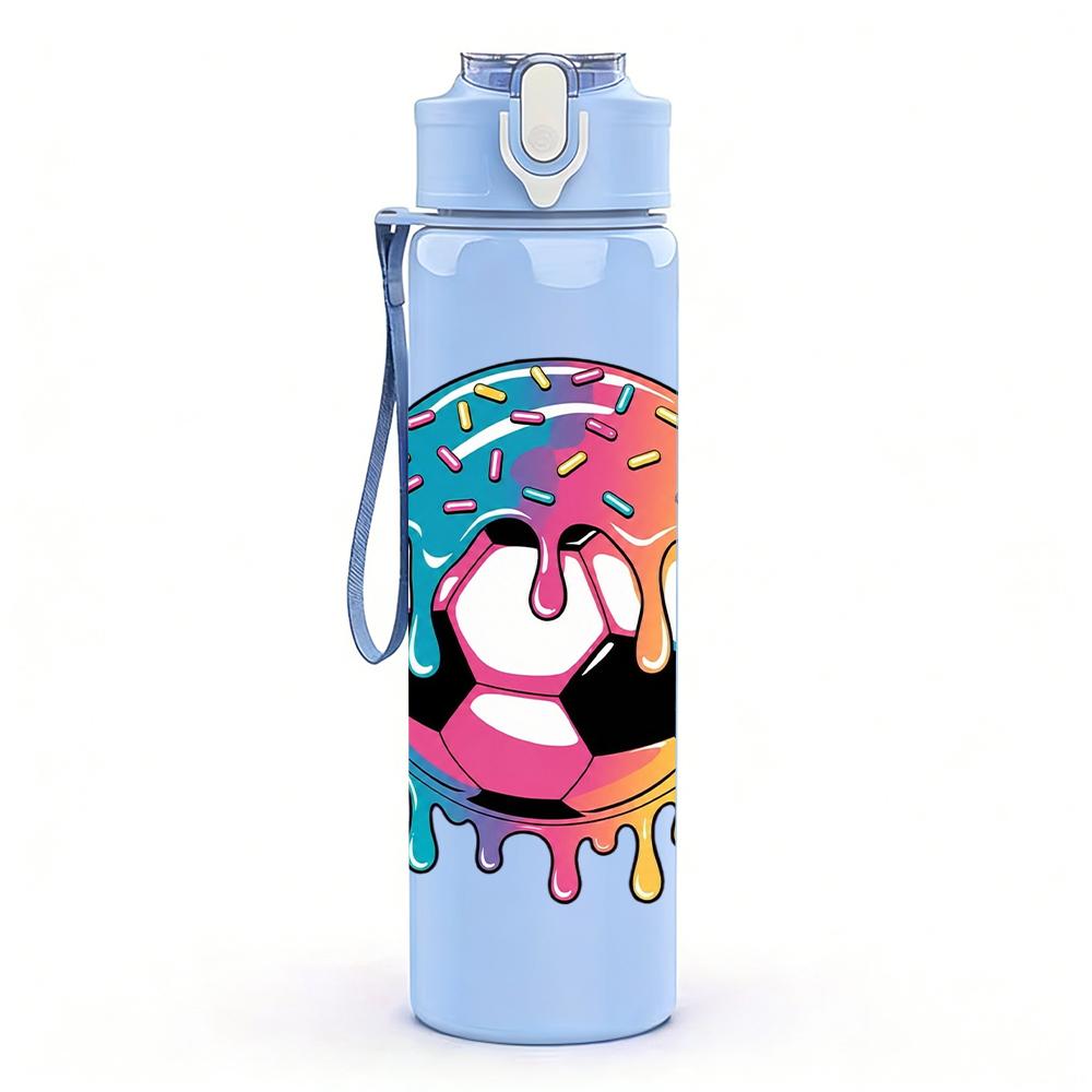 1PC Dripping Multicolor Ball Art 750ml Color Plastic Water Bottle Leakproof Flip Straw Lid For Sports Office Home Use