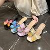 Fashion Butterfly Flower Sandals Slippers for Women 2025 New Summer French Fine Heel Sexy Open Toed High Heels Shoes