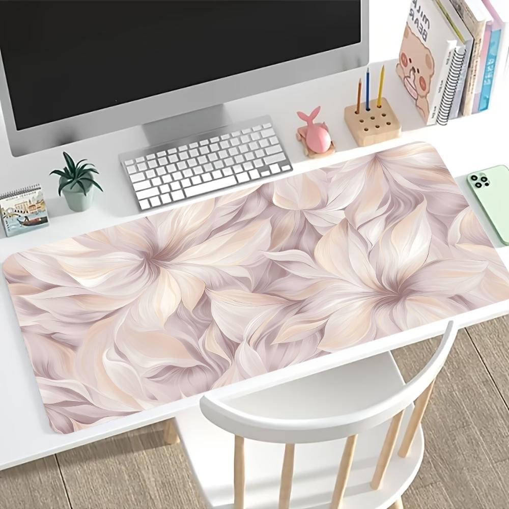 Alfombrilla de Escritorio Elegante Estampado de Flores Pasteles Base de Goma Antideslizante para Ratón Borde Cosido Alfombrilla para Teclado Para PC Portátil Jugadores Decoración de Mesa