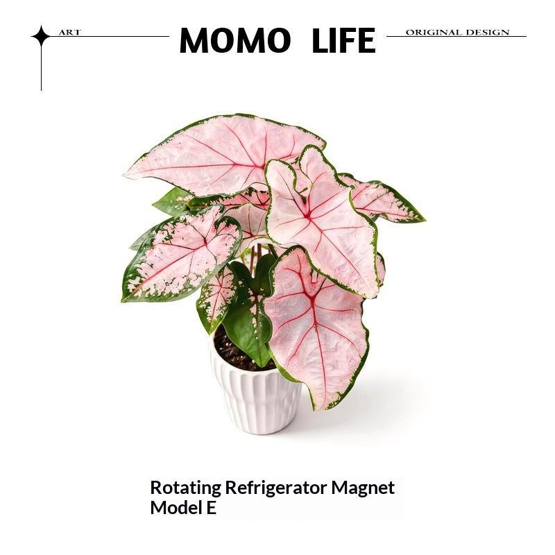New Rotatable Mini Artificial Plant Fridge Magnets Realistic Leaf Design For Home Kitchen Office Decor