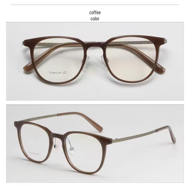Unisex Pure Titanium Eyeglass Frames with Full-Frame and Acetate TR Options for Myopia, Compatible with Prescription Lenses.