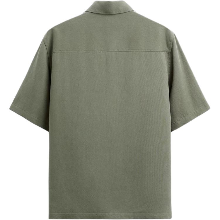 Zara Solid Color Casual Loose Short Sleeve Shirt Men Shirts Khaki 4432491-505
