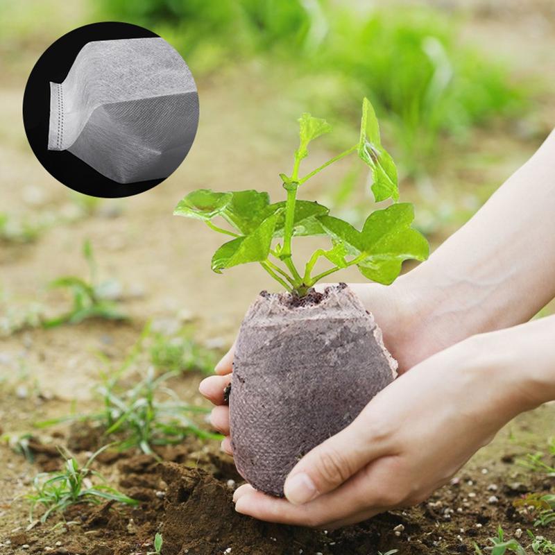 100PCS Non-woven Seeding Grow Bags Biodegradable Seed Nursery Bags Plants Seeds To Sow Flower Pots Pouch Home Garden Supply
