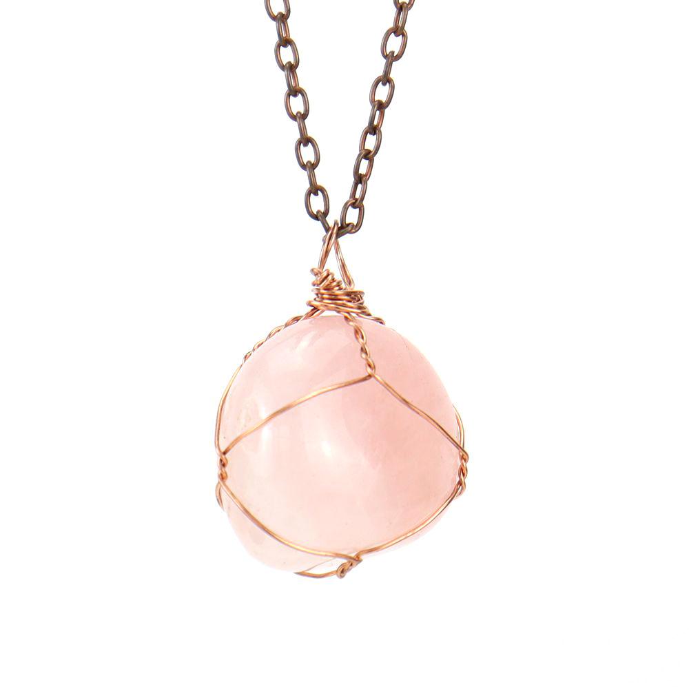 Hand-Wound Irregular Natural Stone Crystal Rough Stone Amethyst Pendant Necklace N669