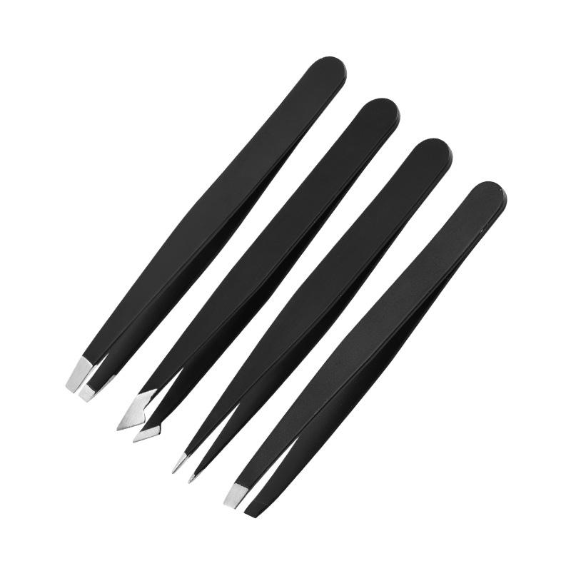 

4-piece set tweezers eyebrow tweezers 9.6cm stainless steel tweezers for beard and eyebrow shaping