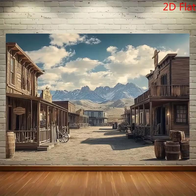 2D Wild West Desert Town Photography Background for Western Themed Photoshoot 47.2x31.5inch/120*80cm