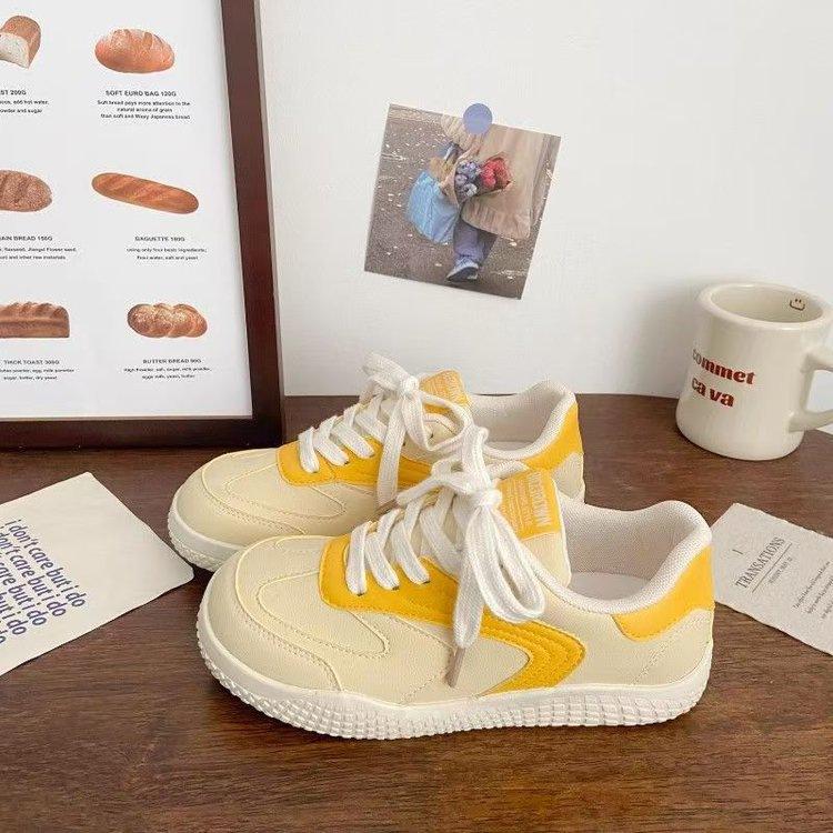 Dexun Thick Baseplate Shoes Women's Versatile 2025 Autumn New Chic Niche Low-top Breathable Versatile Student White Shoes