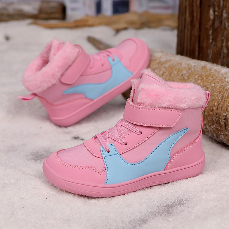 Children's Winter Waterproof Non-Slip Cotton Snow Shoes – Warm Velvet Lined Outdoor Footwear for Boys and Girls.