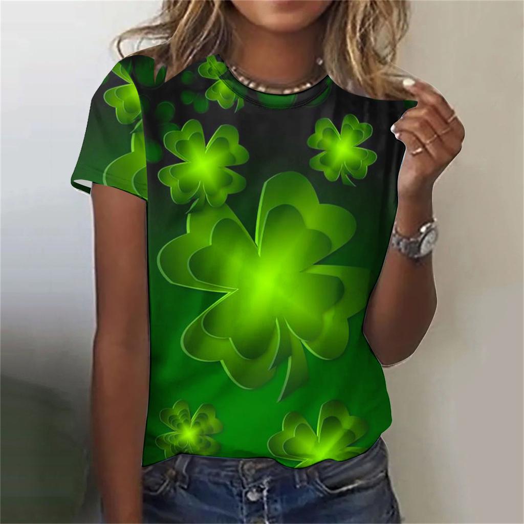 Women's T-shirt 3D Pattern Printed Casual Short Sleeved O-Neck Top Fashionable Street Women's Clothing