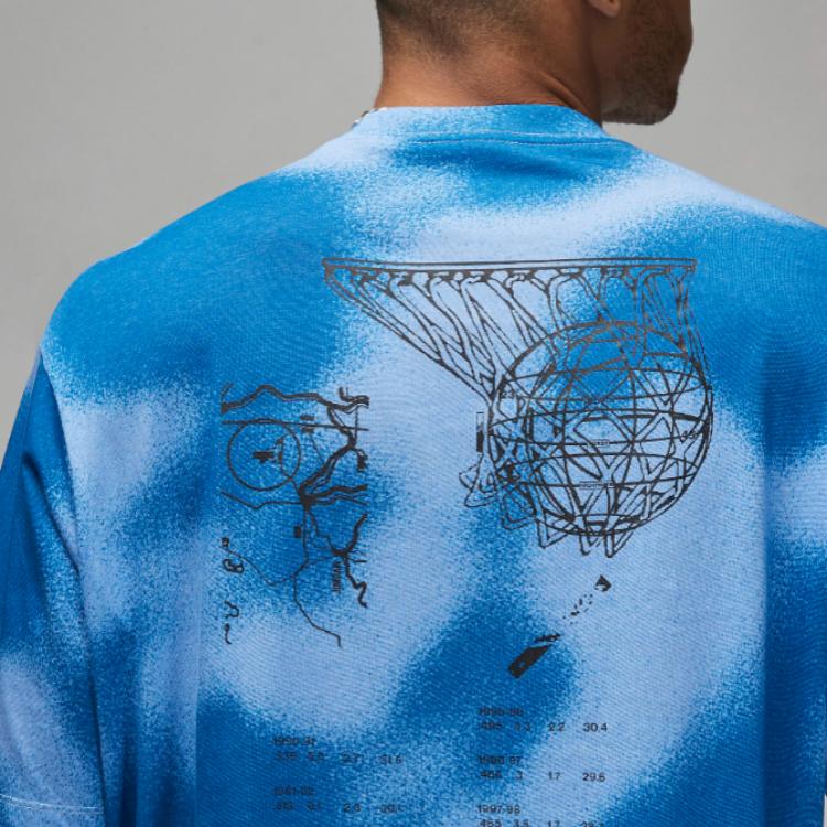 Jordan Sport Logo Print Round Neck Short Sleeve T-Shirt Men Tops Blue FB7448-412