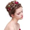 Rote Blume Kopfschmuck Brautschmuck Gold Hohlkopf Hochzeit Haarschmuck für Frauen