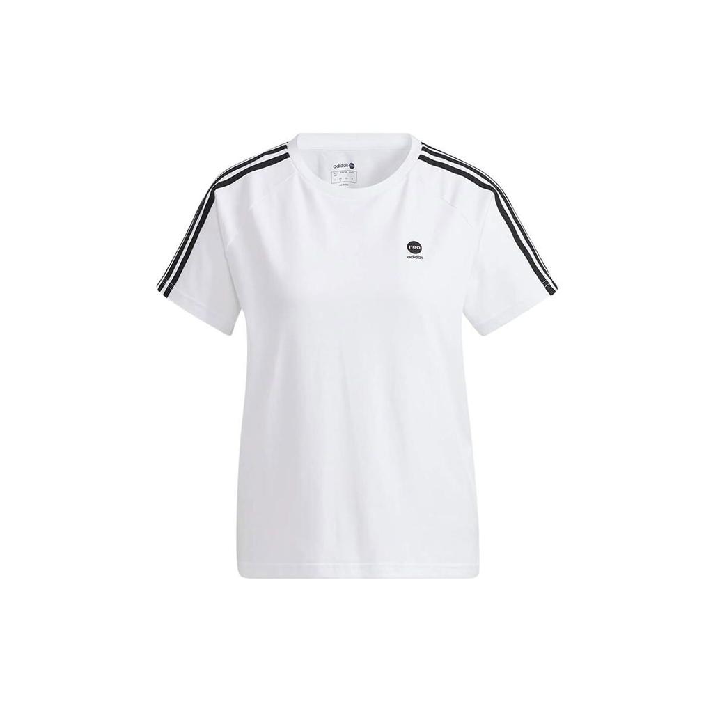 Adidas Neo Micro Logo Stripe Casual Sports Short-Sleeved T-Shirt Women Tops White HE4512