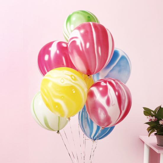 10Pcs/Set 10-inch Party Balloon Marble Agate Pattern Leakproof Anti-burst Thicker Strong Wedding Party Decor Latex Balloon Party Supplies