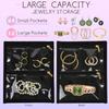Transparent PVC Zipper Jewelry Travel Organizer with Velvet Interior Multi-Layer Folding Design for Necklaces Earrings Rings