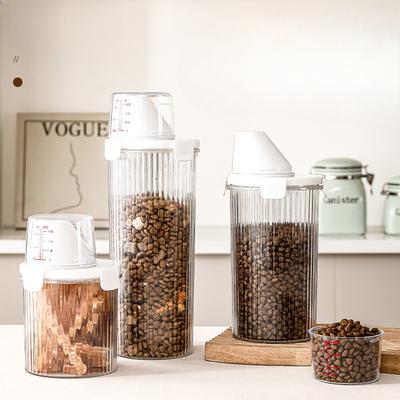 Latas Selladas a Prueba de Humedad para Alimento de MascotasCubos de Almacenamiento Sellados de Plástico Transparente Latas de Almacenamiento para Alimento y Snacks de Mascotas, Latas de Almacenamiento