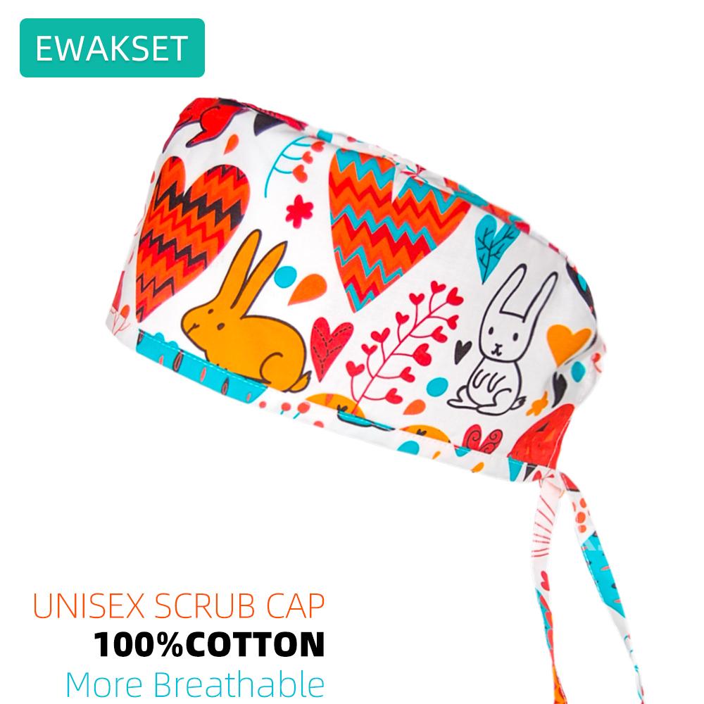 New Female Male Surgical Scrub Cap 100%Cotton Medical Nurse Doctor Hat Dentist Spa Lab Nursing Hats Unisex Hospital Surgeon Caps