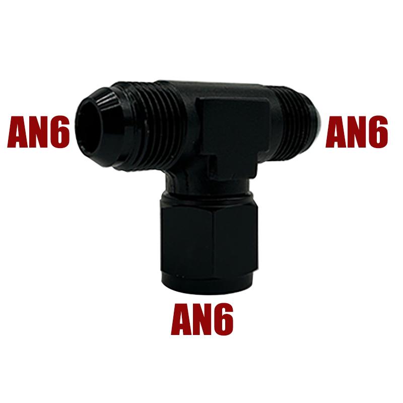 4AN 6AN 8AN 10AN 12AN Hose Tee Connector Fitting Male To Male Female Tee On Side Thread Fitting Adapter Junction Coupler Black