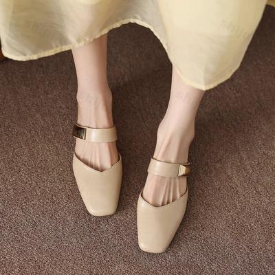 Fashion 2025 Square Head Half Slippers for Women Summer Outdoor Beach Elegant Fashion One Strap Designed Temperament Comfortable Sandals
