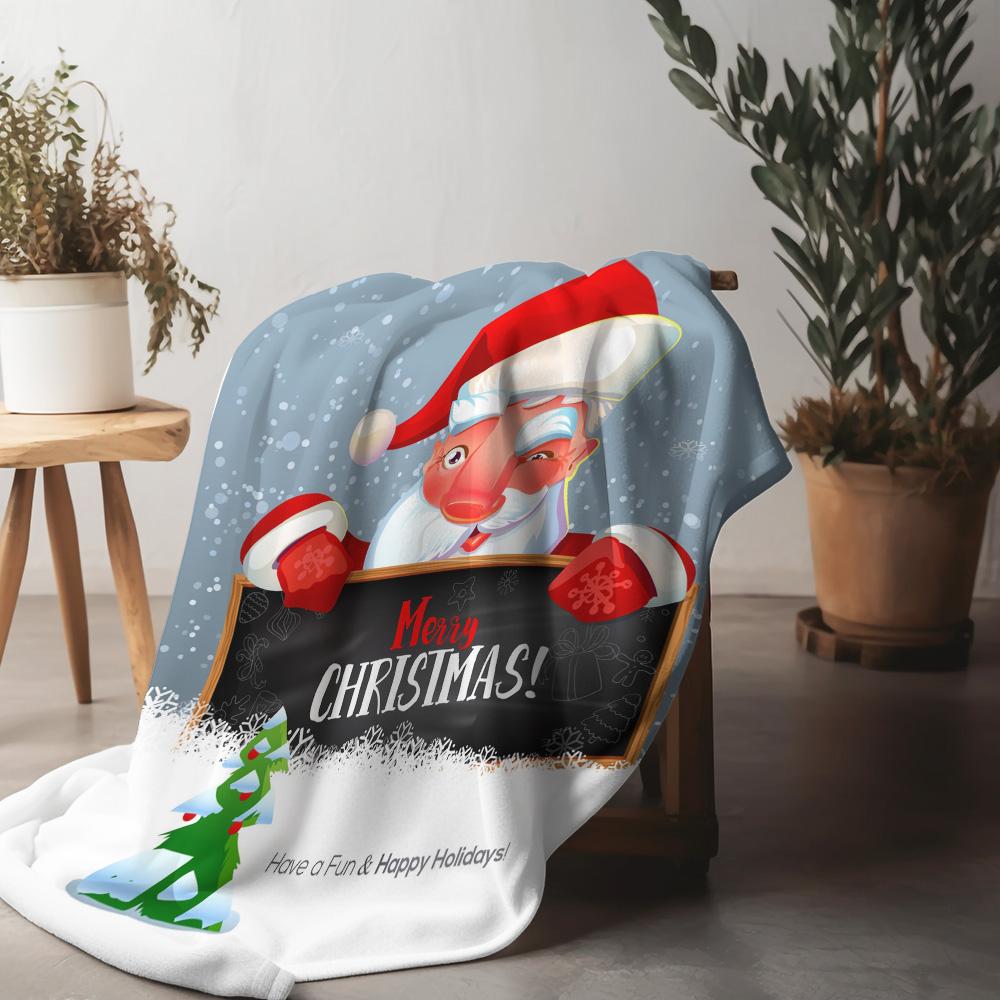

Cozy Christmas Throw Blanket Festive Holiday Decor Reindeer Snowflakes Winter Warm Soft Flannel Bedspread Gift Home Decor 75x90cm