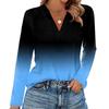 Women's Fashion Casual Lapel Short Long Sleeve Print Shirt Women's V-Neck Tops
