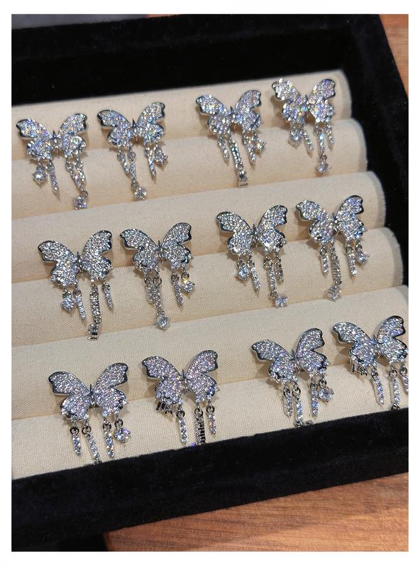 Super Shiny Zirconia Butterfly Tassel Ear Cuffs: Exquisite, Personalized, Versatile Earrings for Women