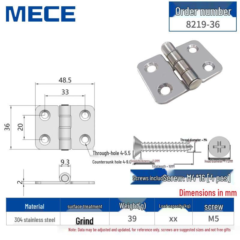 Thickened Stainless Steel Small Hinge for Folding Cabinet, Window, or Wooden Box with Lotus Leaf Design.