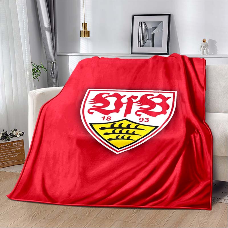 VfB Stuttgart Flanelldecke, Weiche Warme Überwurfdecke mit Fußballverein Logo Aufdruck, Gemütliche Bettwäsche für Fußballfans 80cm x 120cm