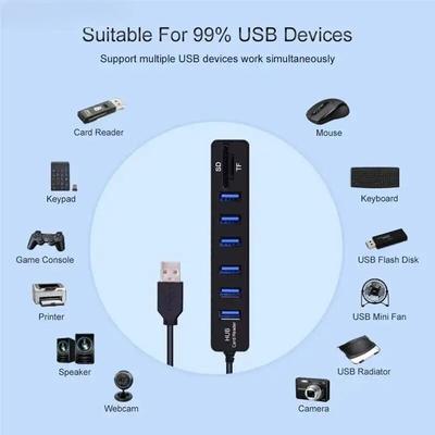 USB 2.0 Hub 3Port USB TF SD Card Reader Multiport HUB Multi Splitter Adapter for PC Computer Laptop Macbook