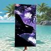 1 pièce Serviette de plage esthétique anime coréen noir violet en microfibre Séchage rapide Sans sable Douce Absorbante Serviette de sport pour piscine et salle de sport