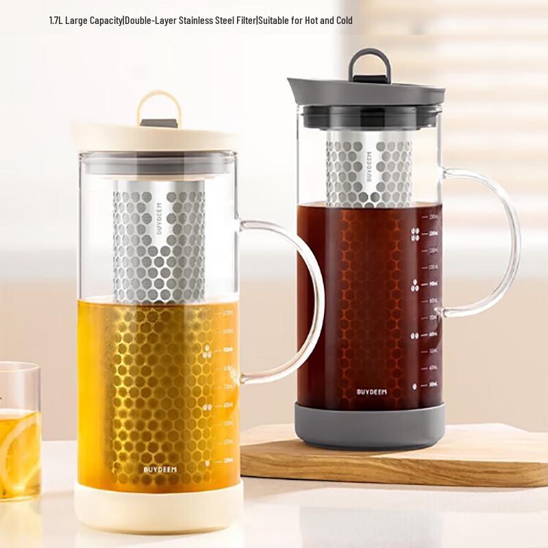 Buydeem 1.7L Hot & Cold Brew Glass Kettle with Tea Infuser