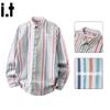 CHOCOOLATEit Men's Striped Color-block Long Sleeve Casual Shirt