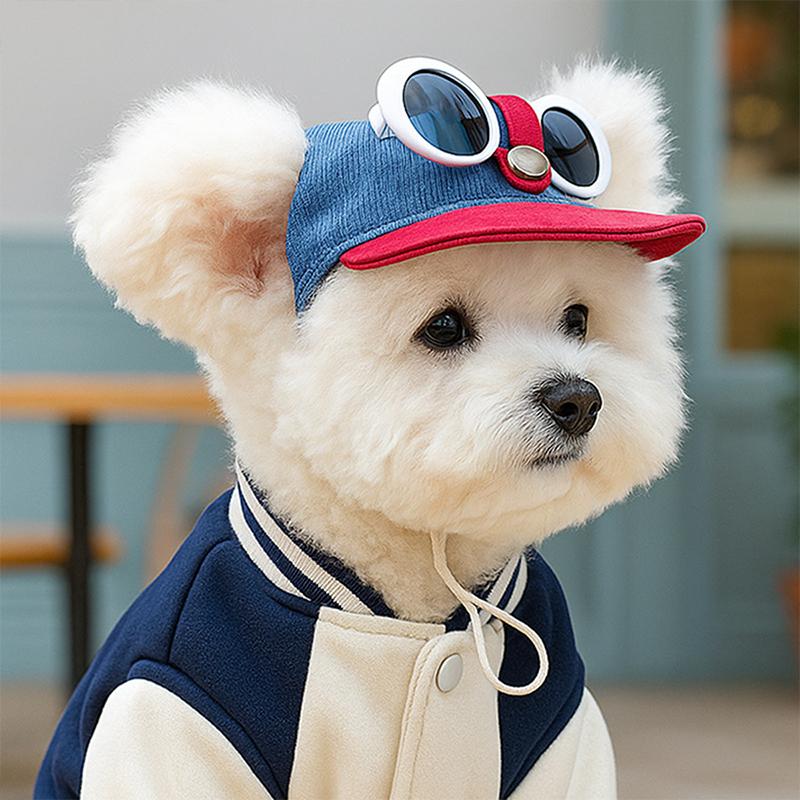 

2in1 Pet Sun Hat Sunglasses Set Adjustable UV Protection Baseball Cap with Eyewear for Small Medium Dog Cat Outdoor Beach Summer S