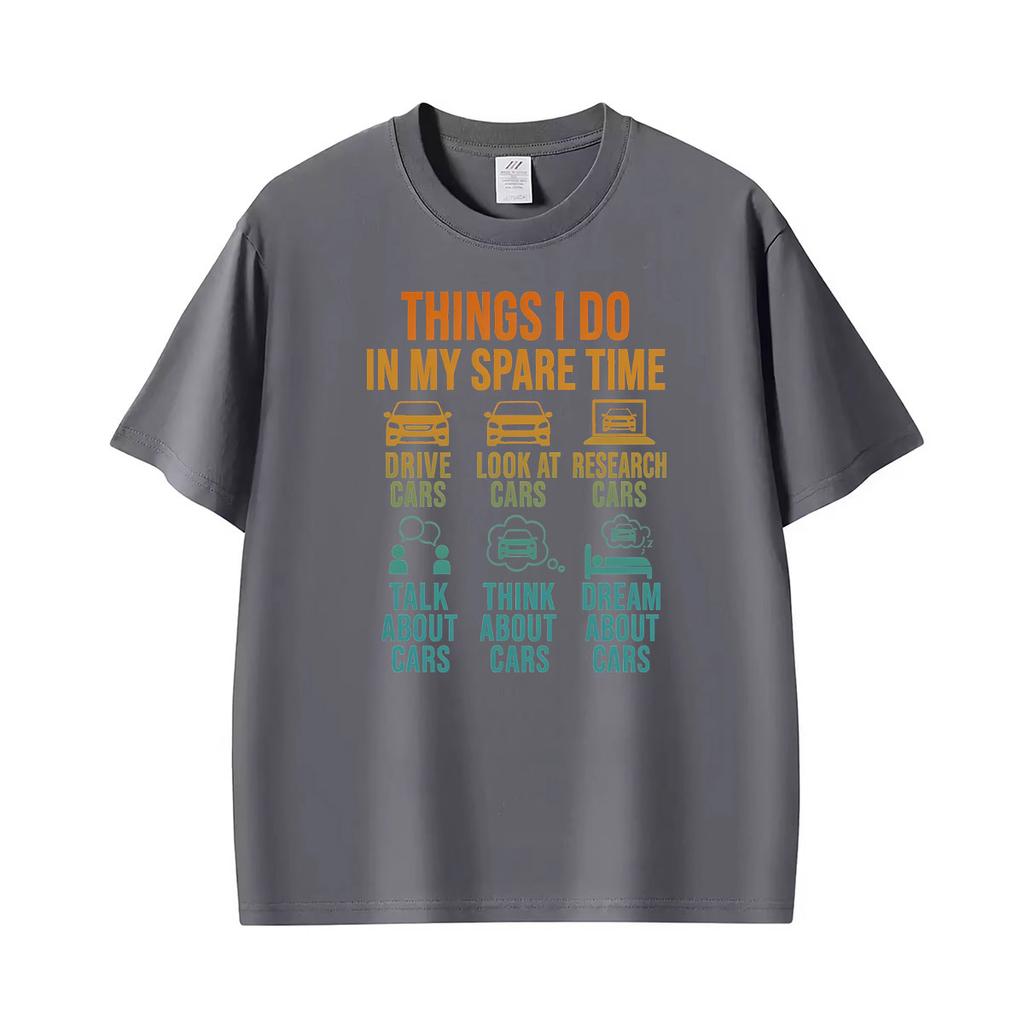 Dinge, die ich in meiner Freizeit mache Lustiger Typ Autoenthusiast T-Shirts Unisex Retro Mode Sommer T-Shirt Unisex Kleidung Lässiges T-Shirt