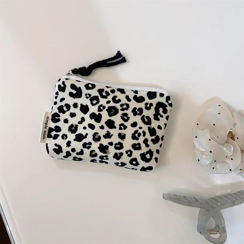 Leopard Print Makeup Case Retro Cosmetic Bag for Women Fashion Lipstick Earphone Storage Coin Purse